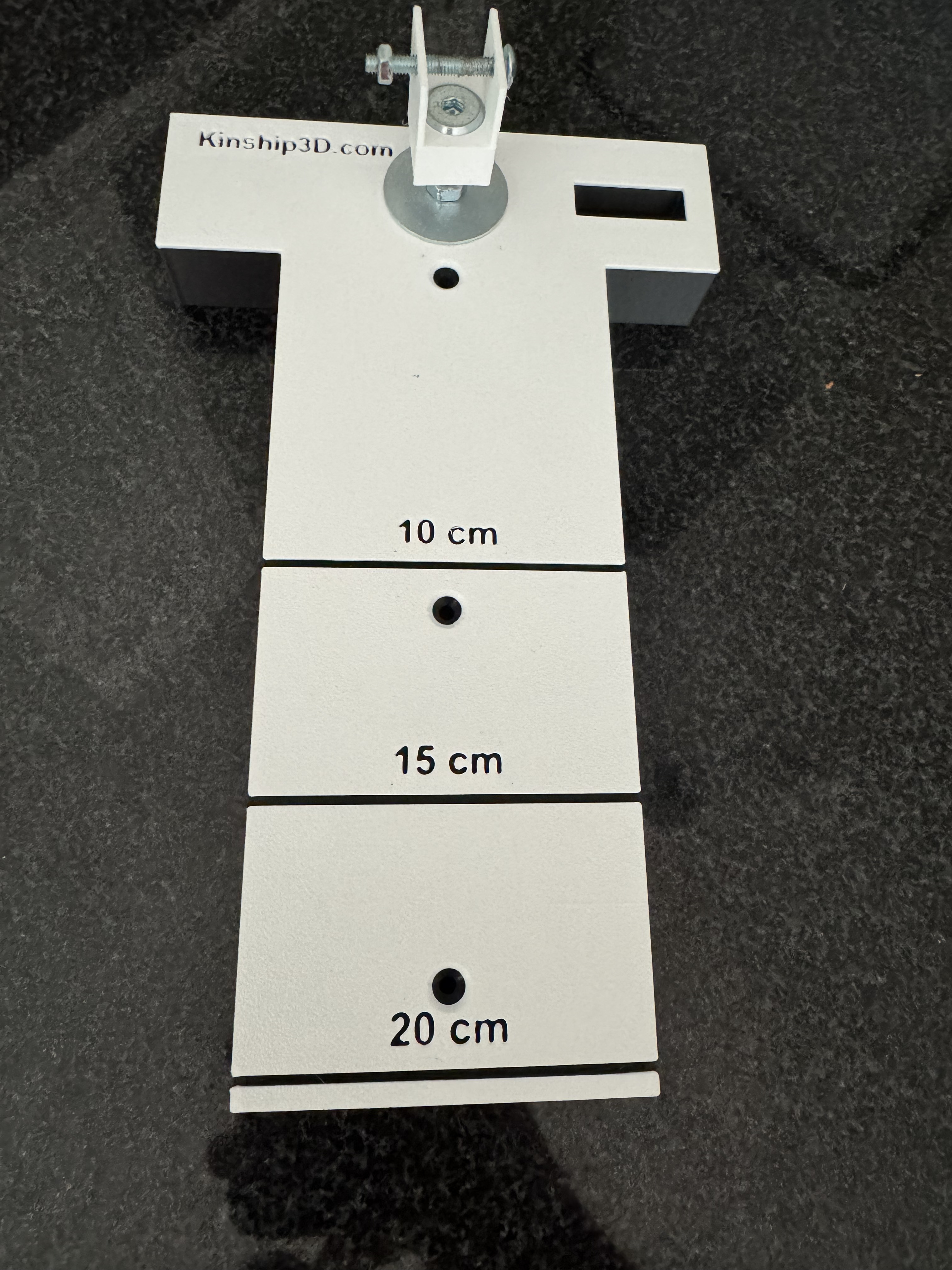 Boomilever Test Rig Front Face with 10cm, 15cm, and 20cm index marks